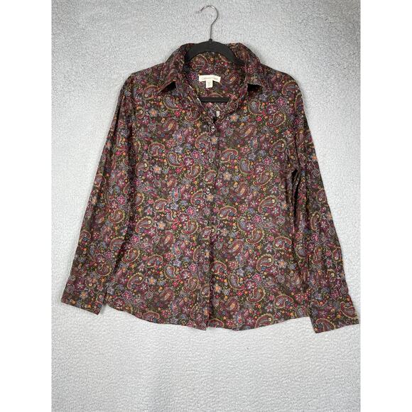 Coldwater Creek Womens Size M Paisley Print Textured Button Up Shirt - Picture 1 of 12